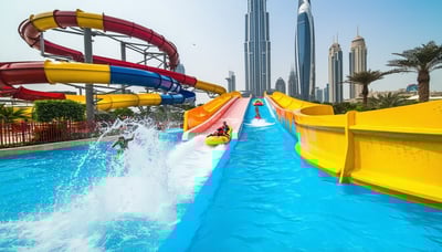 Dubai water park adventure illustration